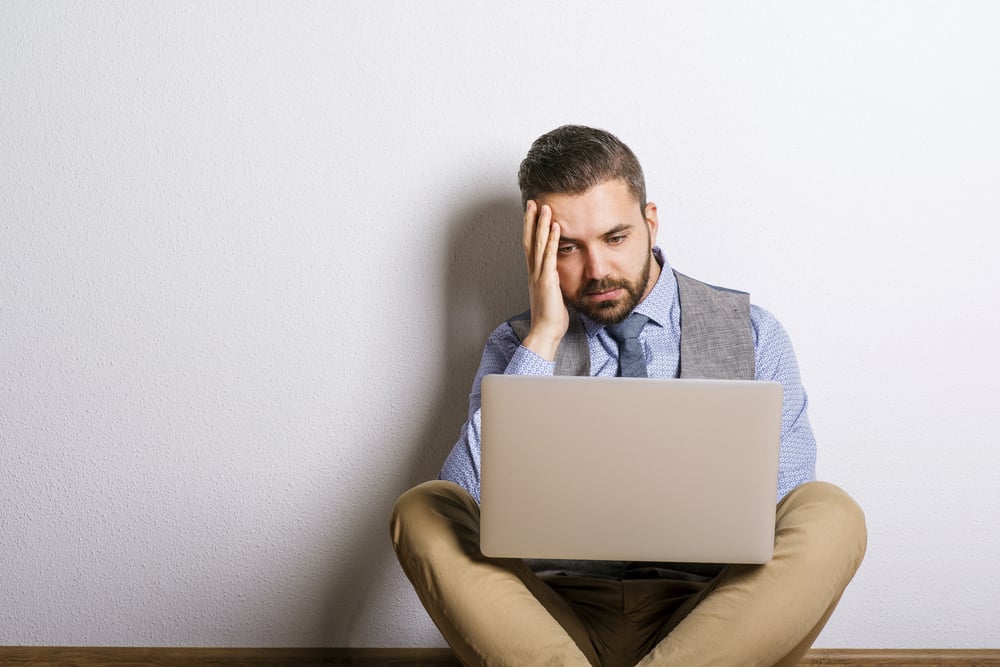 Person upset on computer