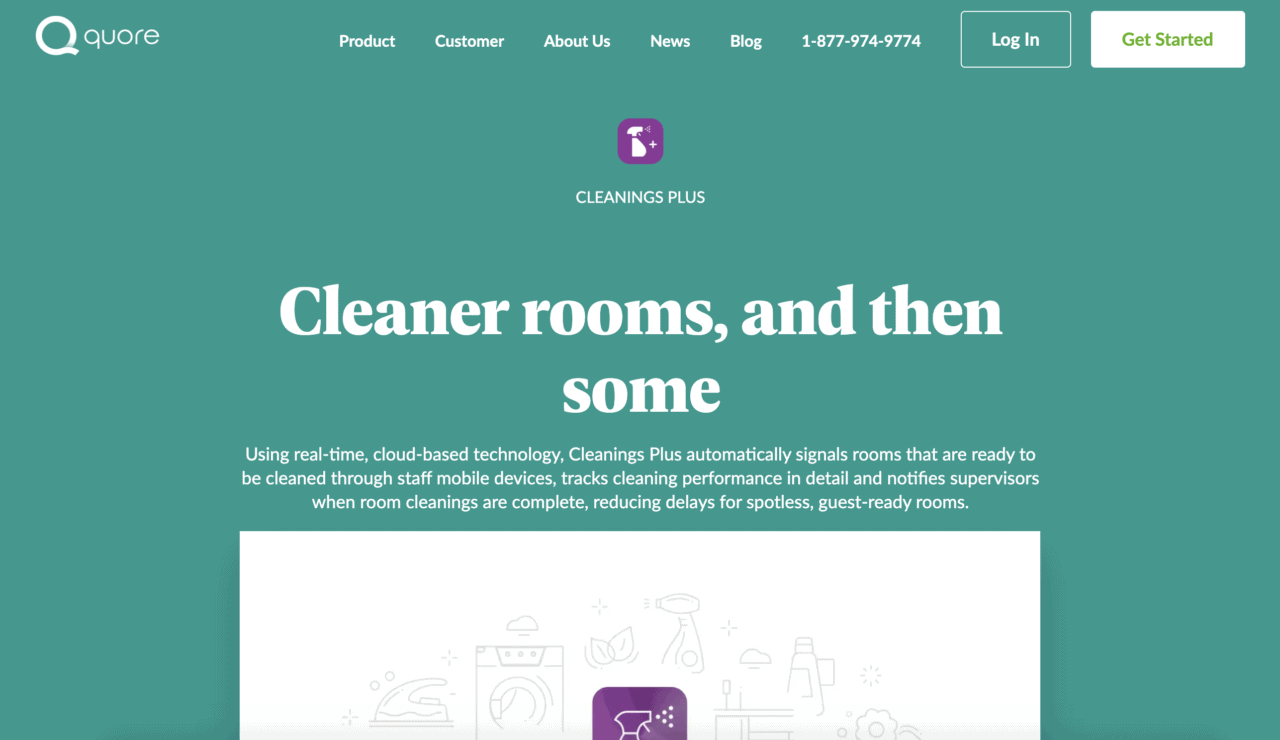 Screenshot of Quore's product page for Cleanings Plus