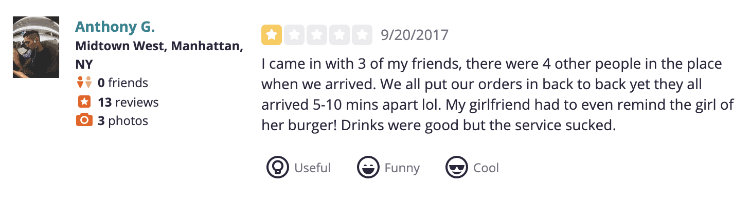 example of negative online review