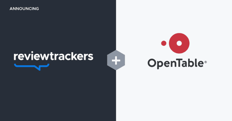 an image of a reviewtrackers announcement with opentable
