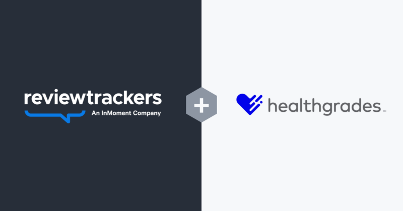 an image of the ReviewTrackers and Healthgrades logos side by side