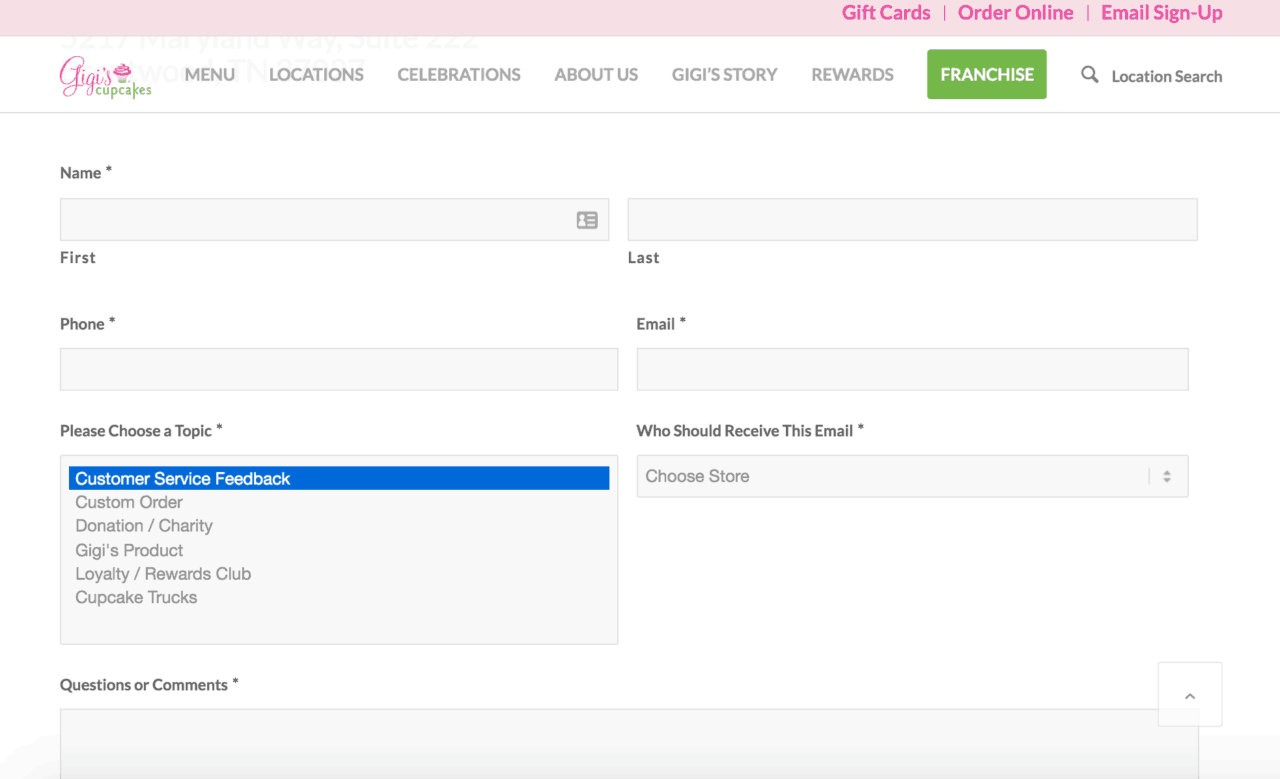Gigi's Cupcake Portal