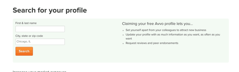 Claim Avvo Profile