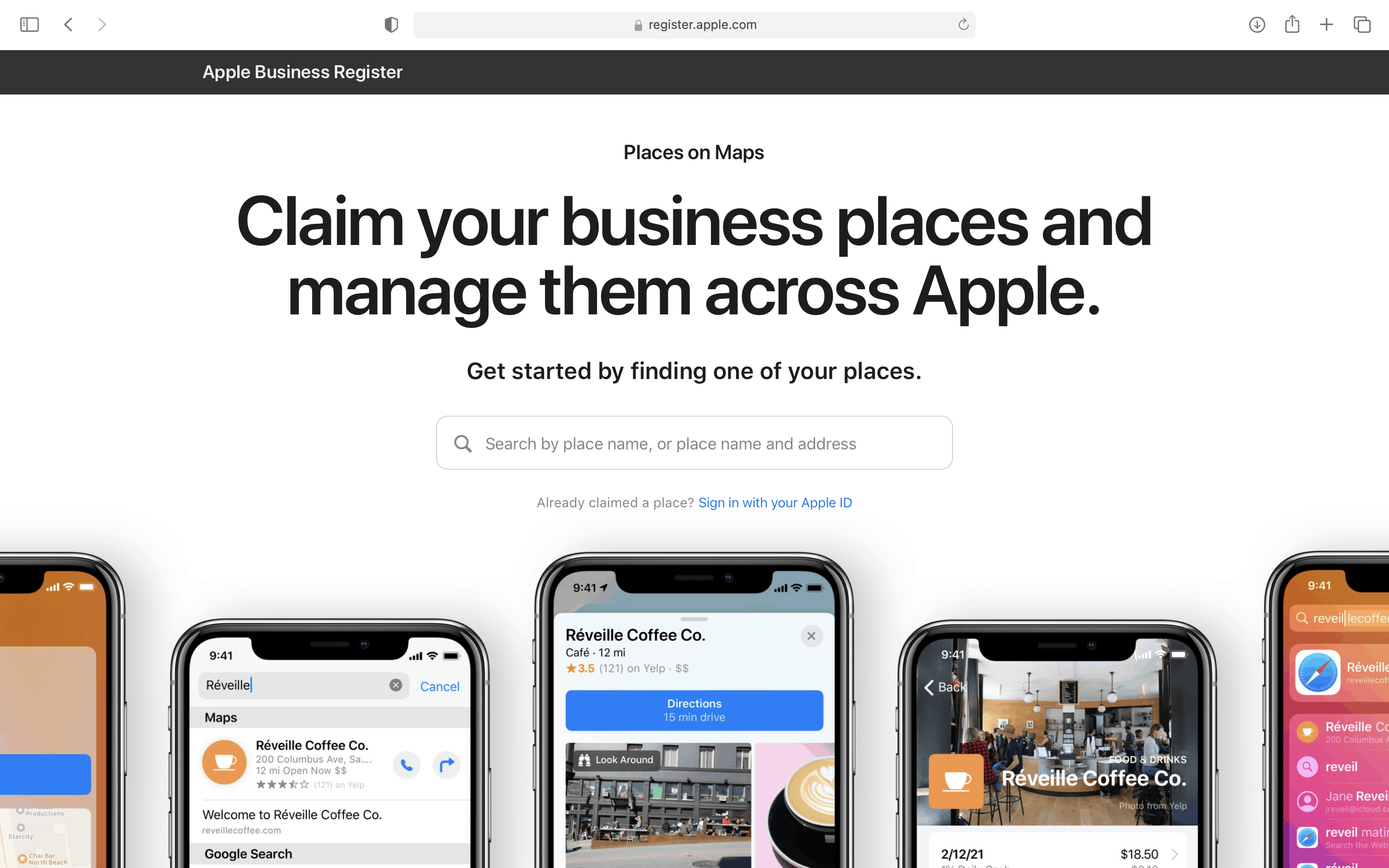 add business to apple maps via apple business register
