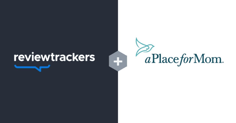 a graphic showing the reviewtrackers and a place for mom logos side by side