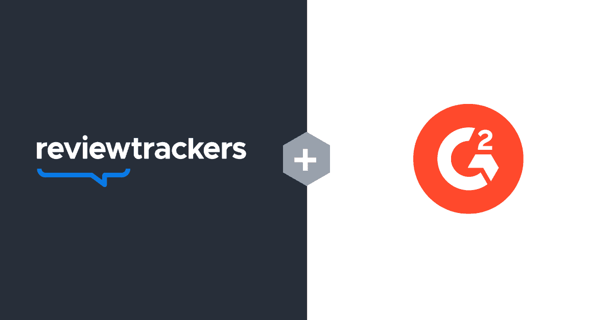 an image showing the logos of g2 and reviewtrackers new partnership