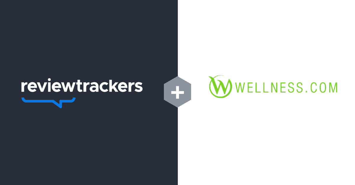 an illustration of the reviewtrackers and wellness.com logos next to each other