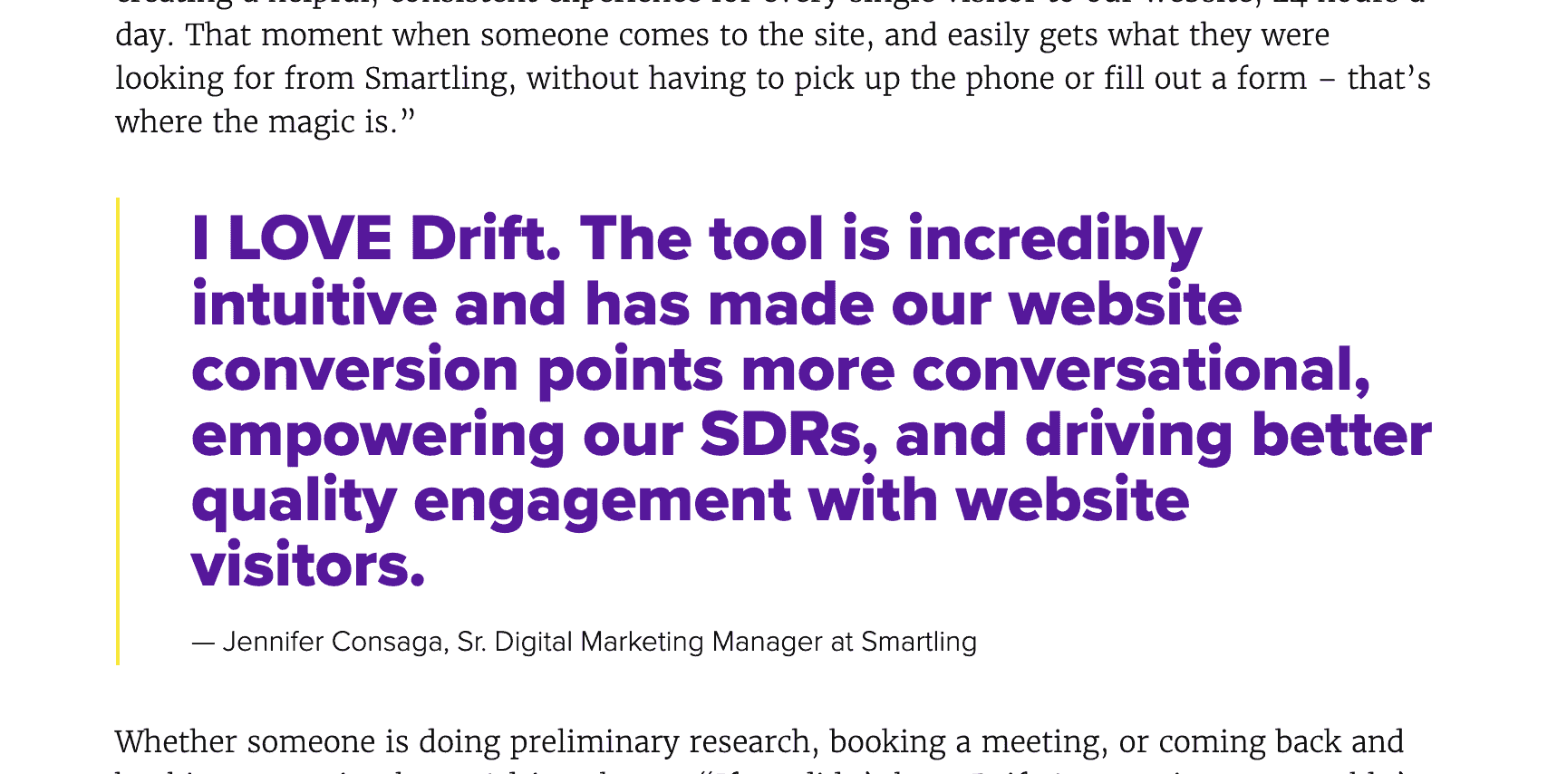 a quote from a drift case study