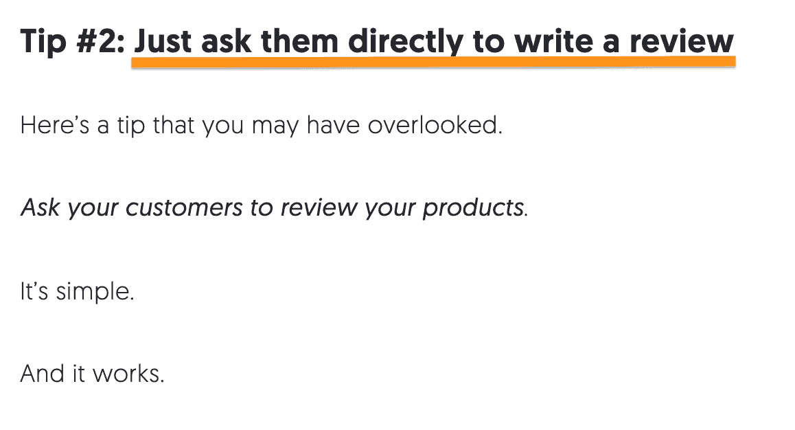 a quote from neil patel about the importance of asking for reviews