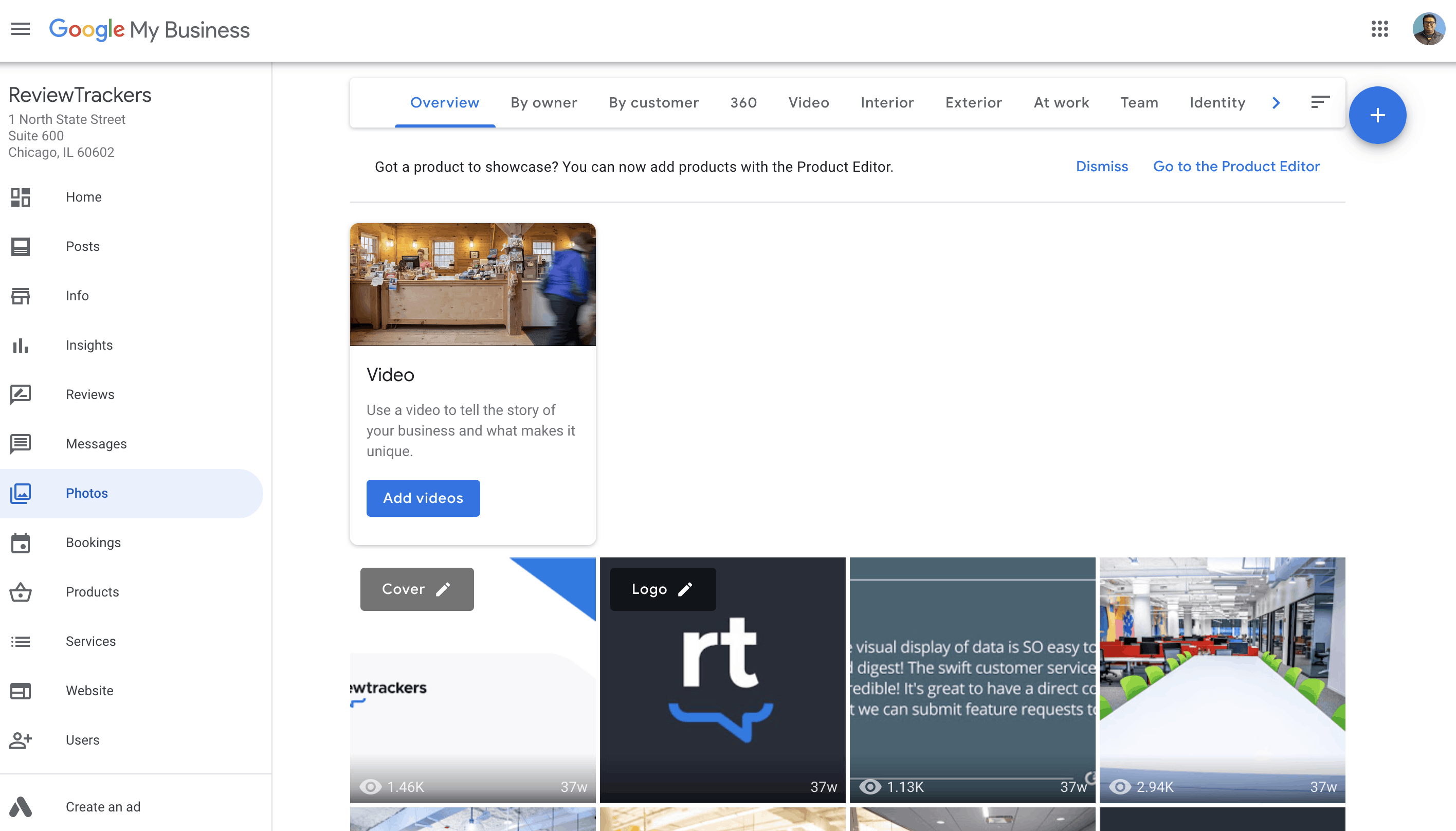 a screenshot of the photos section of a google my business listing