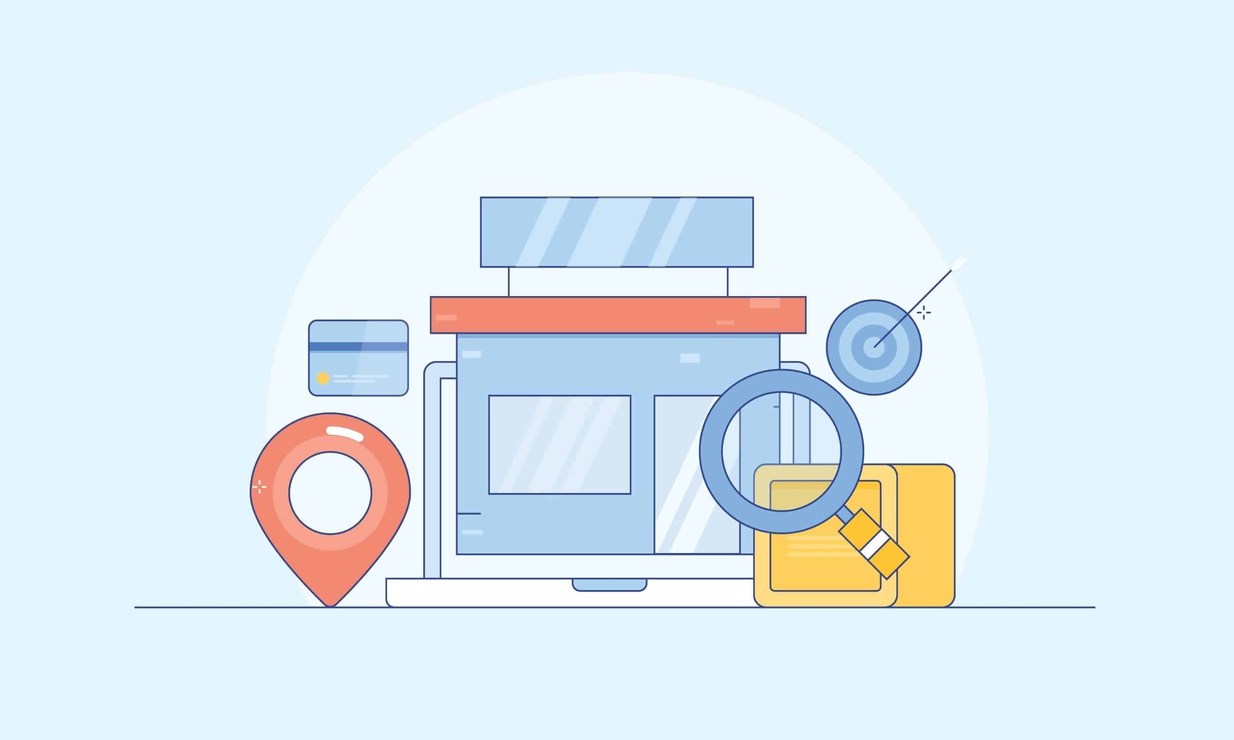 an illustratino of local seo tactics such as digital maps and local search
