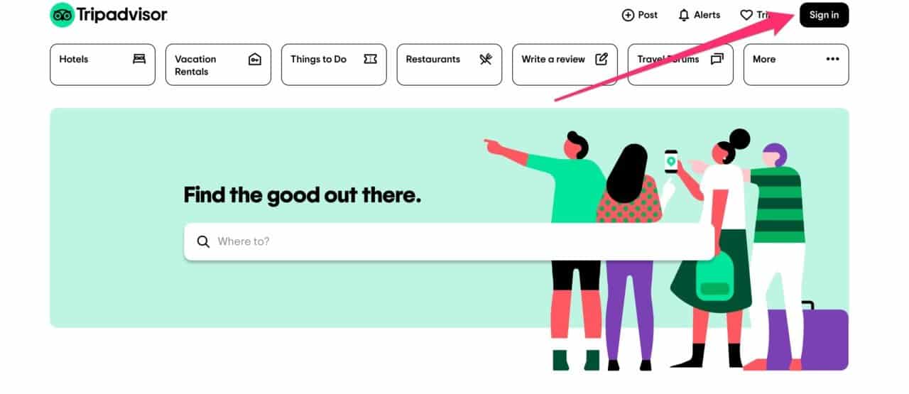 a screenshot of where people can log in to tripadvisor