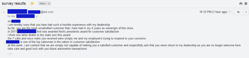 car dealership review tracking