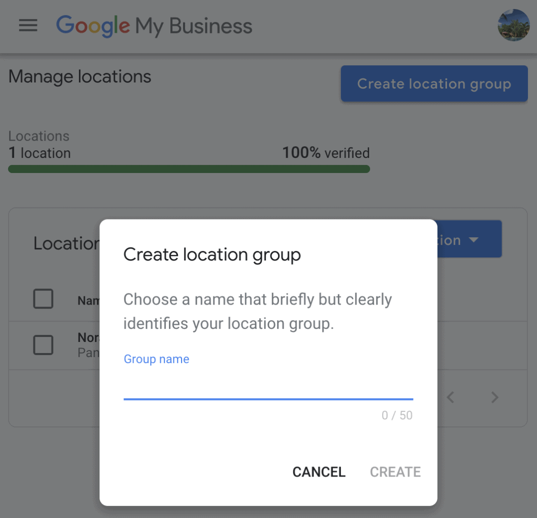 google my business location group