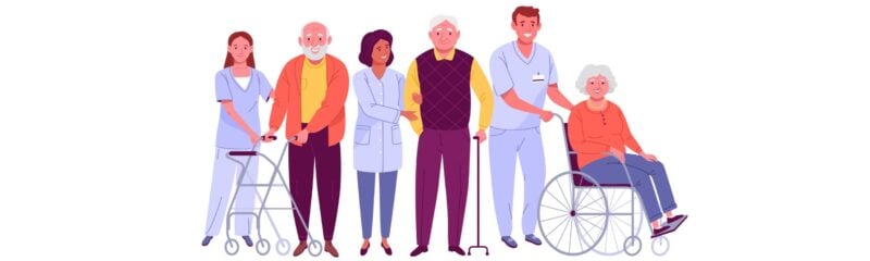 a group of older people and nurses