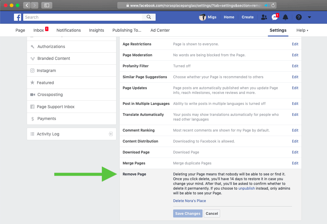 how to delete a facebook review on your business page