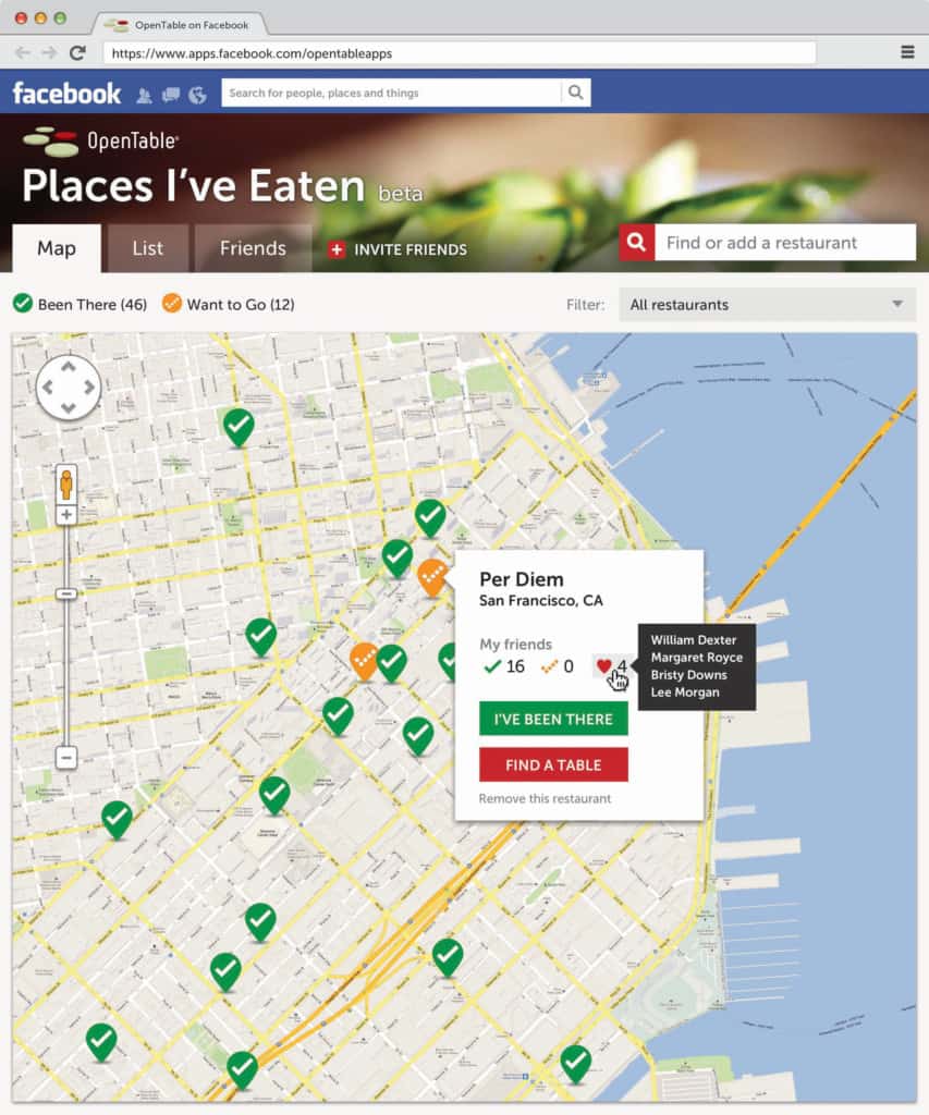 OpenTable Launches “Places I’ve Eaten” App for Facebook