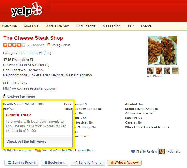 Yelp Adds Restaurant Inspection Scores to its Local