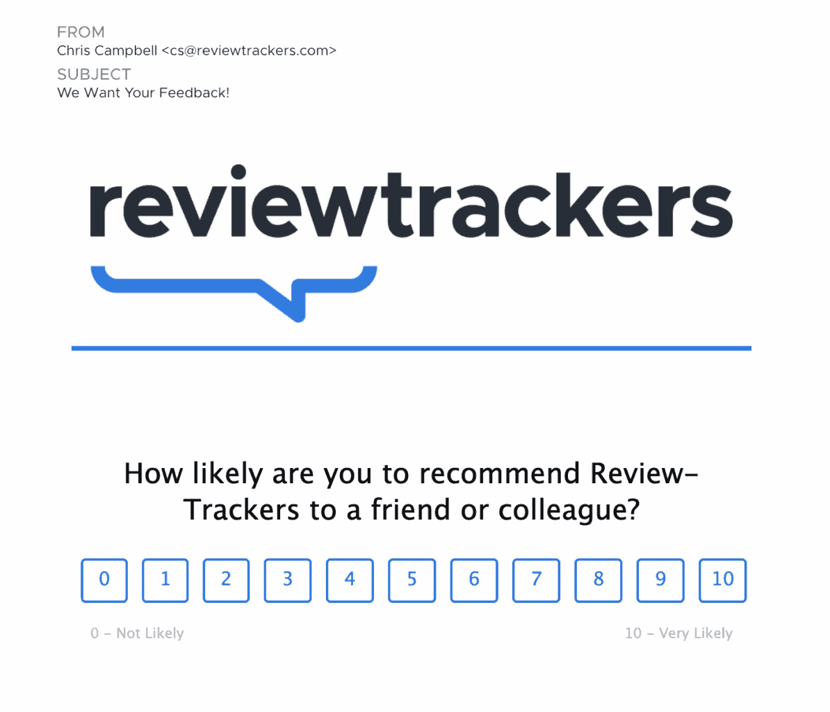 An example of an NPS survey to drive new reviews