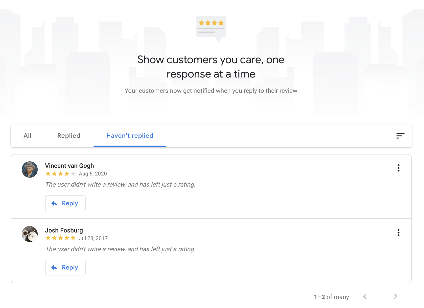 responding to google reviews screenshot