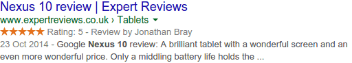reviews rich snippet