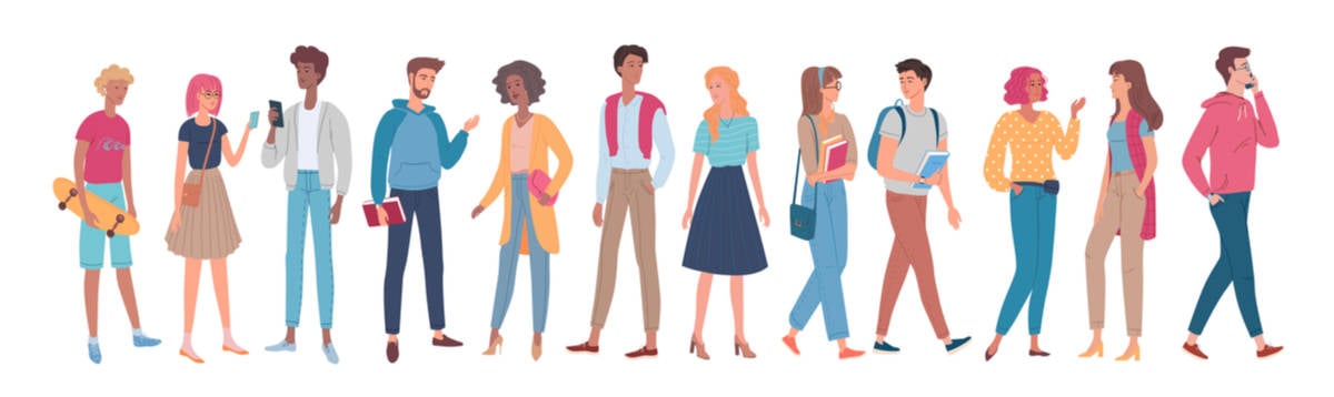 illustration of a group of different young people